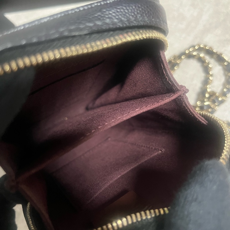 正品 Chanel 經典黑金荔枝牛皮手機包-10