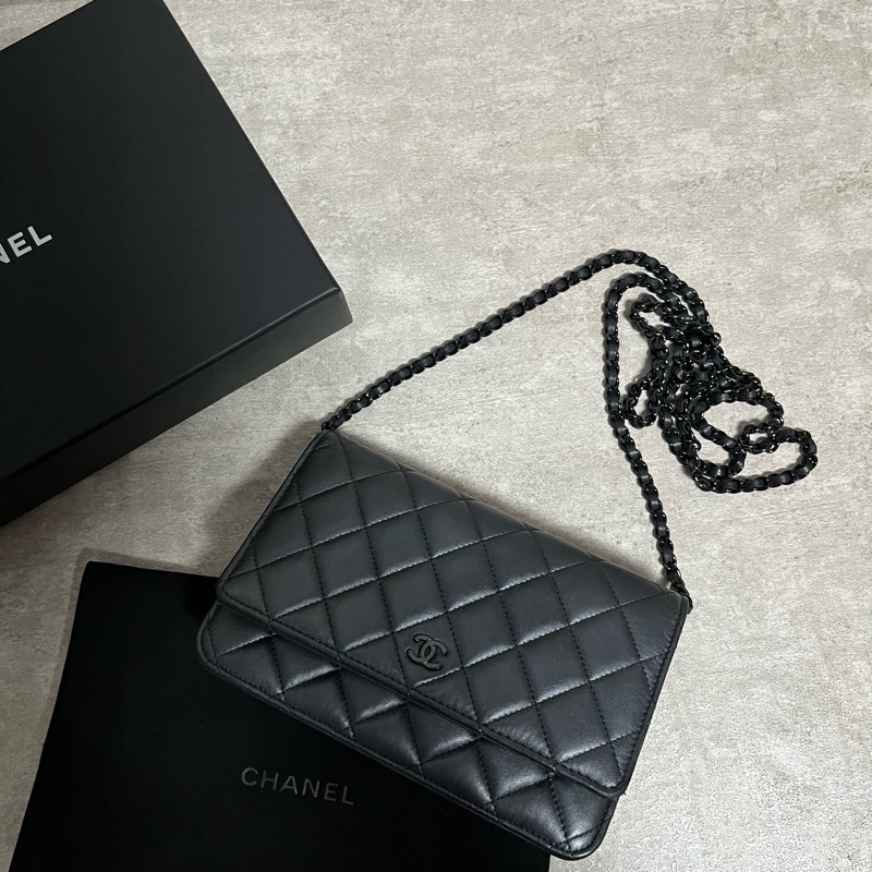 正品 限量Chanel woc 黑釦羊皮-2