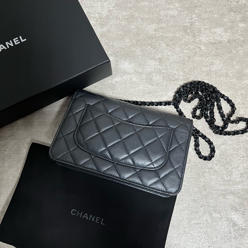 正品 限量Chanel woc 黑釦羊皮-3