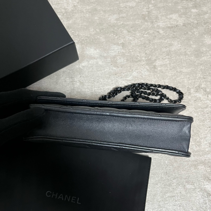 正品 限量Chanel woc 黑釦羊皮-6