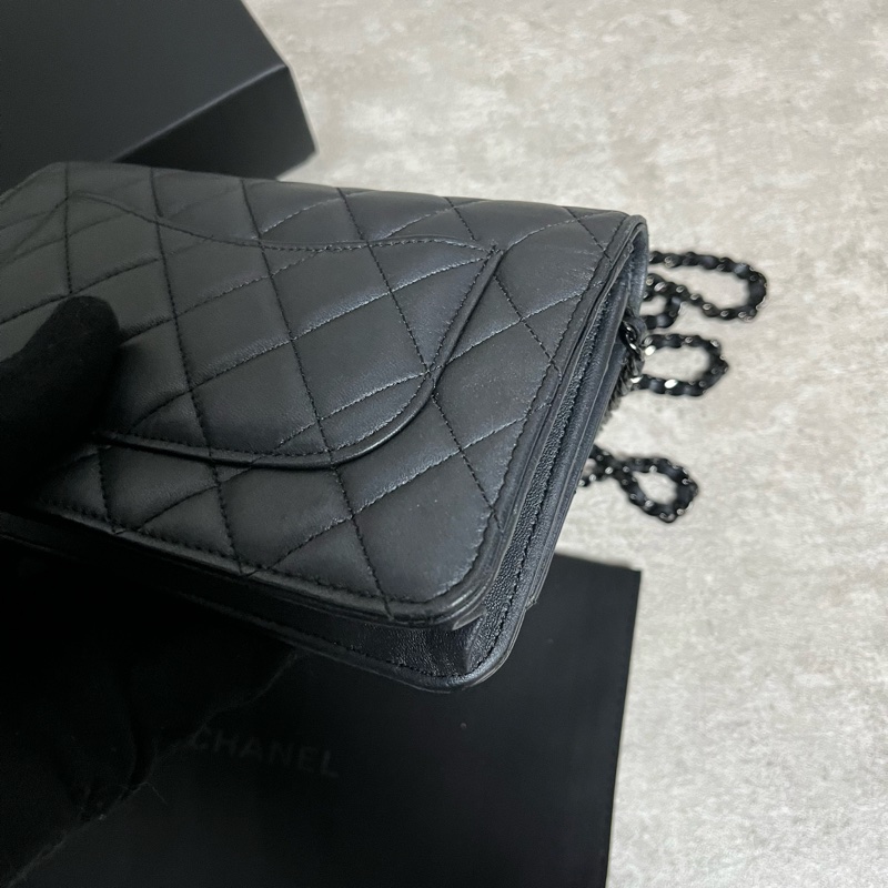 正品 限量Chanel woc 黑釦羊皮-7