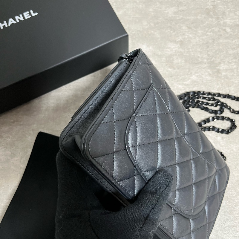 正品 限量Chanel woc 黑釦羊皮-8