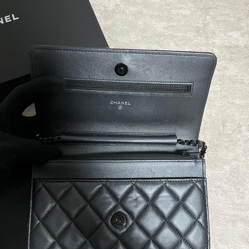 正品 限量Chanel woc 黑釦羊皮-11