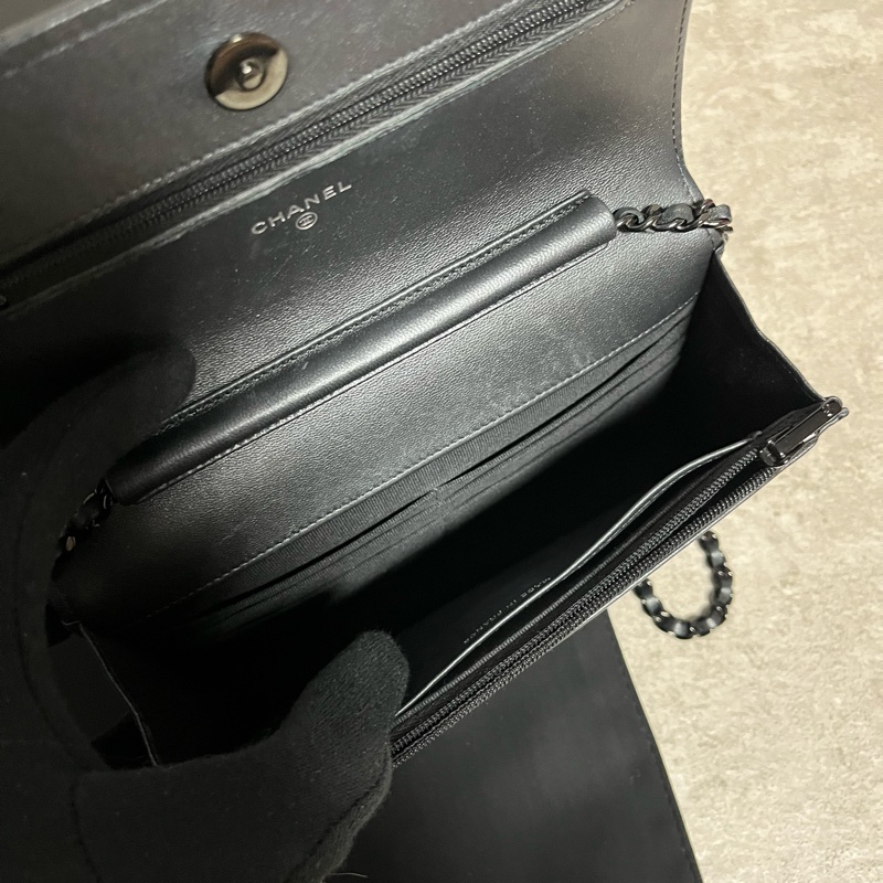 正品 限量Chanel woc 黑釦羊皮-13