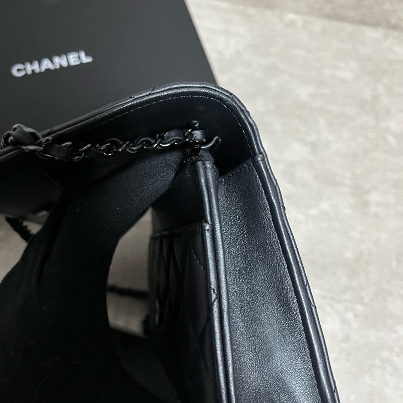 正品 限量Chanel woc 黑釦羊皮-15