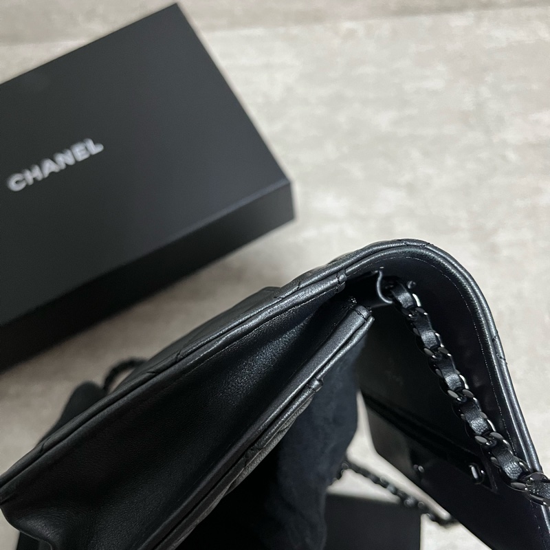 正品 限量Chanel woc 黑釦羊皮-16