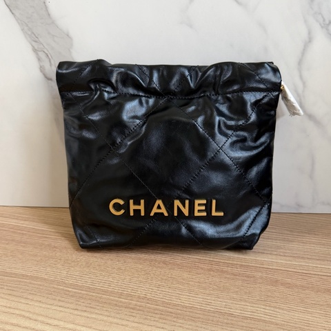 （全新）香奈兒 22bag mini 黑金 芯片款