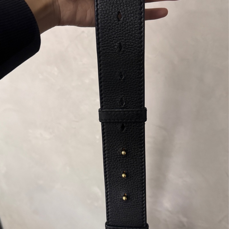 近全新 Dior 迪奧中號黃金尺寸 黑色立體復古金logo 荔枝牛皮肩背斜背包-3