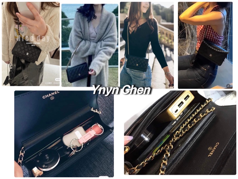 「M.Y精品」小香 WOC 鏈袋包 荔枝牛皮 黑金-2