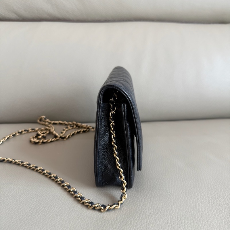 「M.Y精品」小香 WOC 鏈袋包 荔枝牛皮 黑金-16