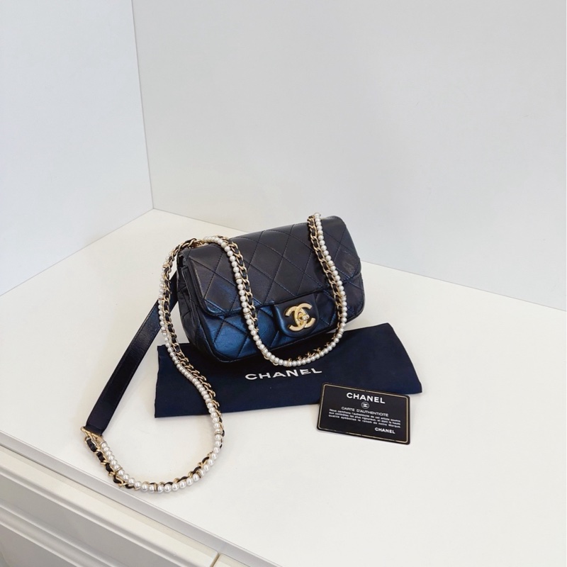 Chanel香奈兒 黑金珍珠➕皮穿鏈CF大mini-1