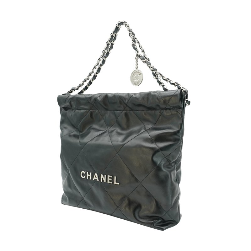 Chanel 22 羊皮銀logo小號肩背包(AS3260-黑)-1