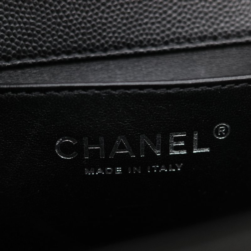 Chanel 香奈兒 Boy Chanel 25 黑色 菱格紋荔枝皮 黑銀 中型皮穿鏈肩背包-20