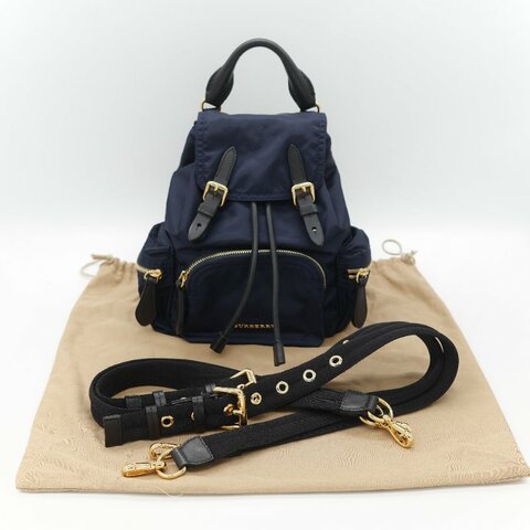 Burberry 巴寶莉 The Rucksack 墨藍色軍用級 尼龍標誌 中性軍旅背包