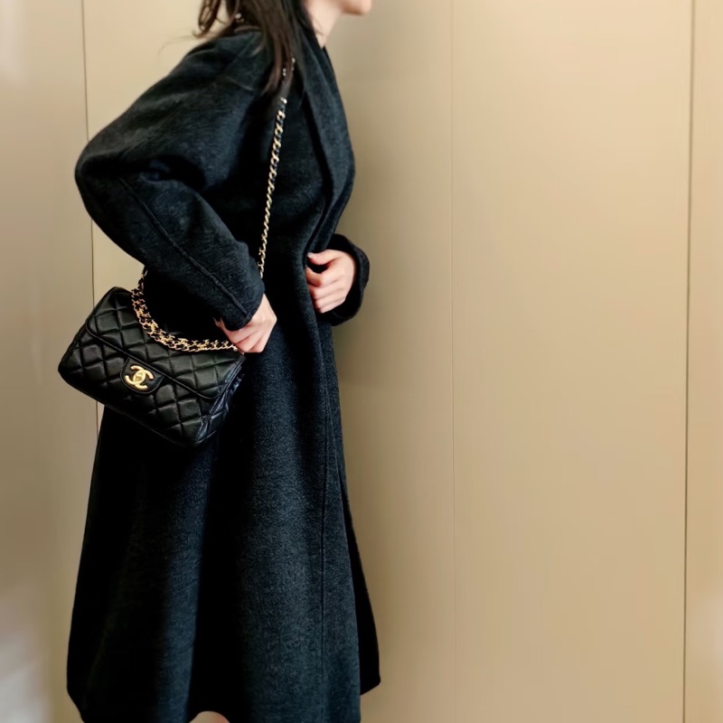 #CHANEL香奈兒CF黑金全皮菱格珍珠鍊條方胖子 芯片 尺寸 20×15 附件防塵袋 發票盒子-20