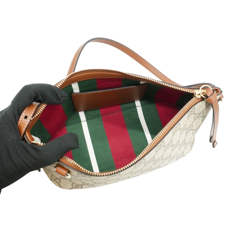 Gucci 展示品 GG Emblem 帆布小型肩背包(847281-烏木)-4