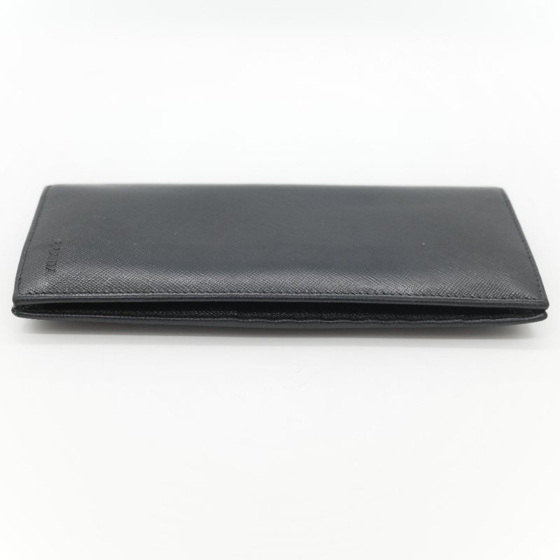 Prada 普拉達 Saffiano 黑色防刮牛皮長款對折錢包-5