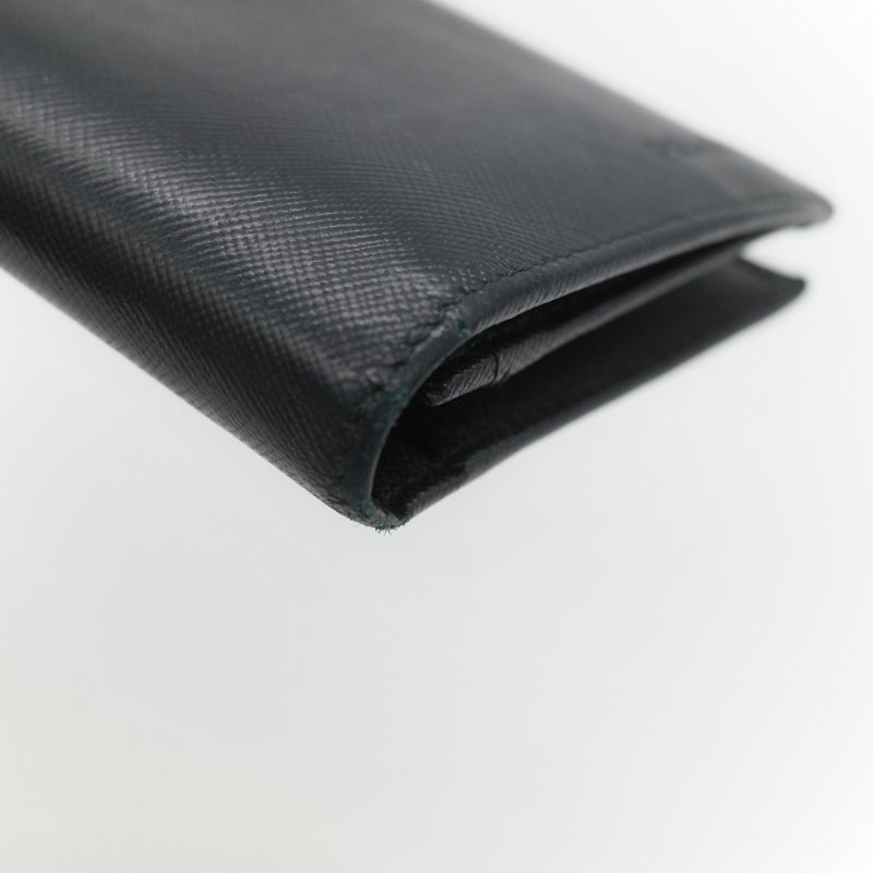 Prada 普拉達 Saffiano 黑色防刮牛皮長款對折錢包-7