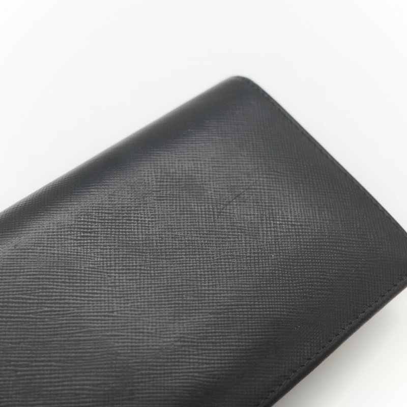 Prada 普拉達 Saffiano 黑色防刮牛皮長款對折錢包-8