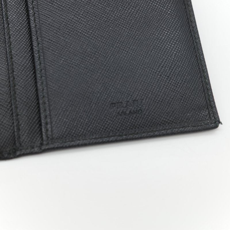 Prada 普拉達 Saffiano 黑色防刮牛皮長款對折錢包-14