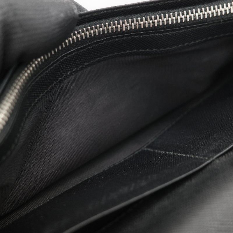 Prada 普拉達 Saffiano 黑色防刮牛皮長款對折錢包-19