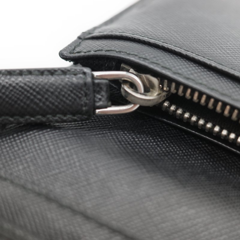 Prada 普拉達 Saffiano 黑色防刮牛皮長款對折錢包-23