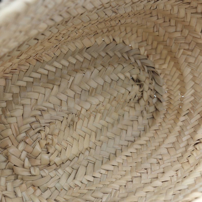 Loewe 羅威 Basket 原色棕櫚葉 白色小牛皮拼接中型編織托特包-19