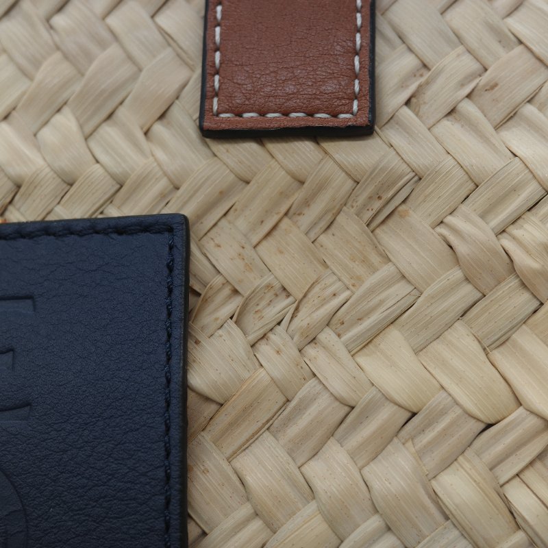 Loewe 羅威 Basket 深藍色小牛皮 原色棕櫚葉編織 托特包 肩背包 手提籃-10