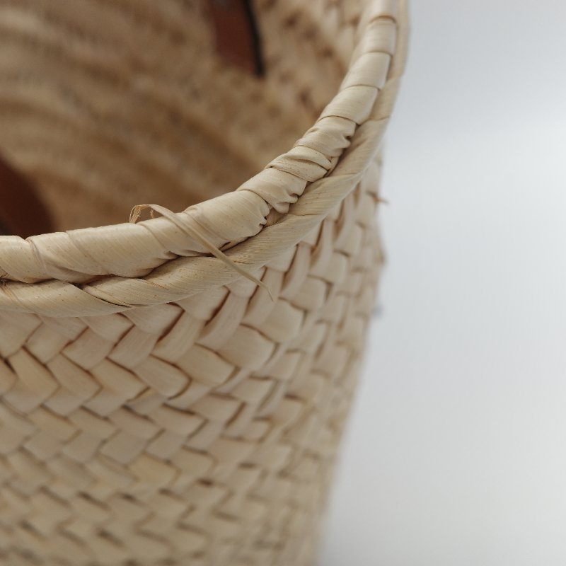 Loewe 羅威 Basket 深藍色小牛皮 原色棕櫚葉編織 托特包 肩背包 手提籃-11