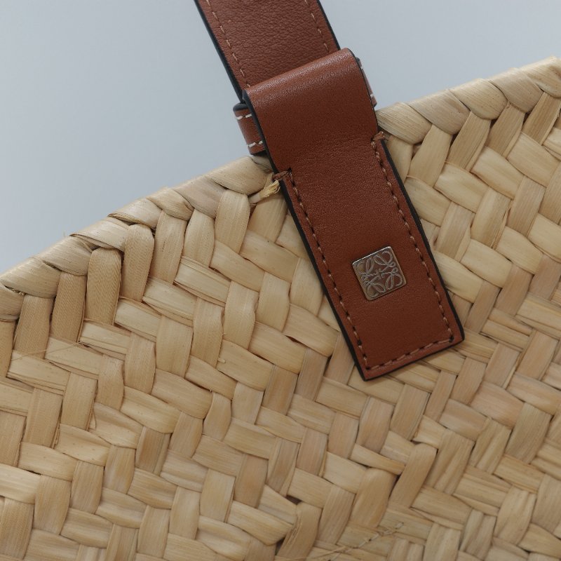 Loewe 羅威 Basket 深藍色小牛皮 原色棕櫚葉編織 托特包 肩背包 手提籃-14