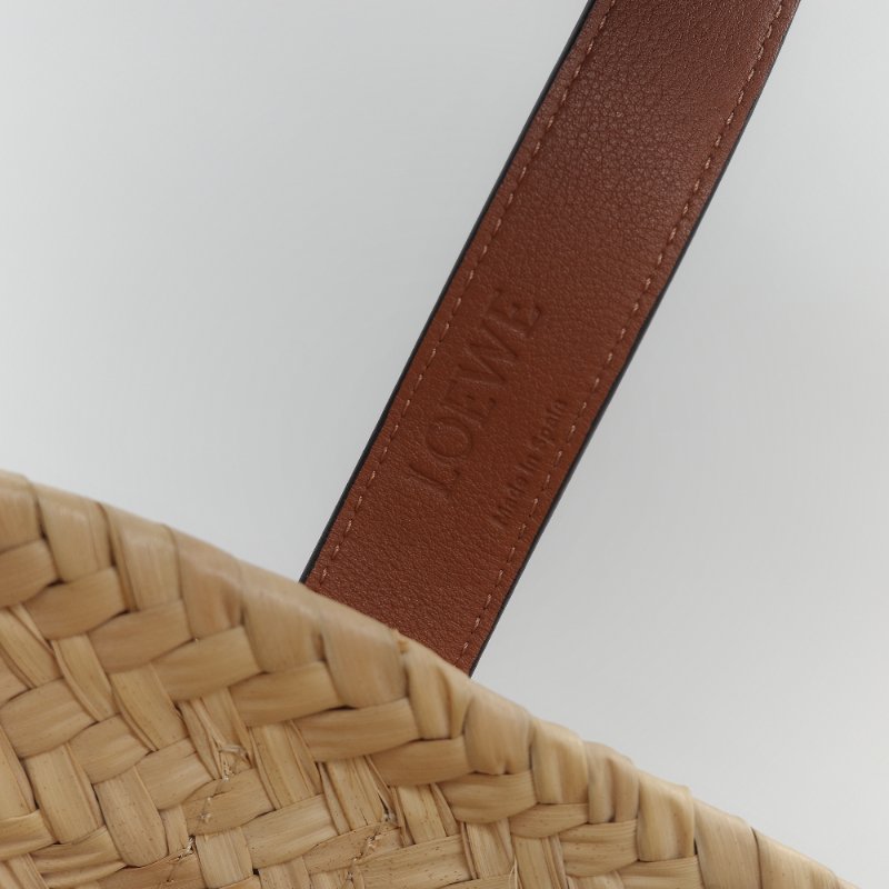 Loewe 羅威 Basket 深藍色小牛皮 原色棕櫚葉編織 托特包 肩背包 手提籃-17