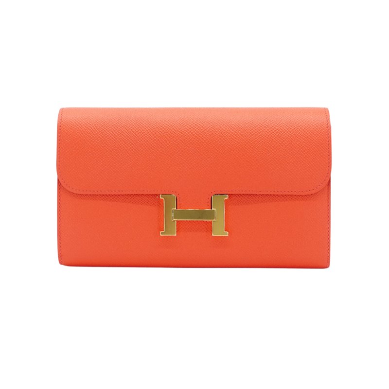 Hermes Constance Epsom牛皮金釦長夾(T5印度玫瑰粉)-0