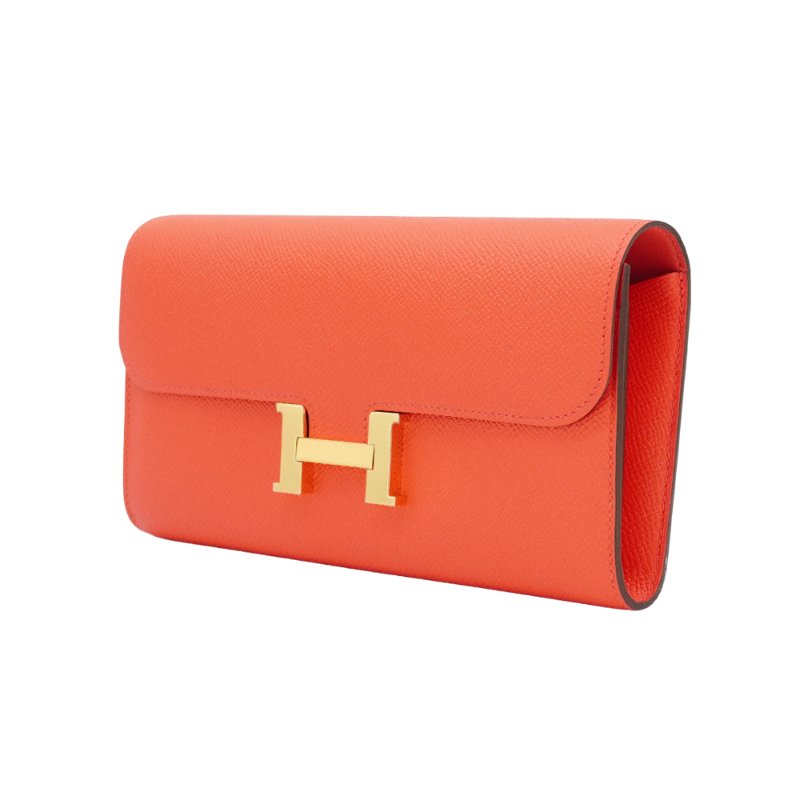 Hermes Constance Epsom牛皮金釦長夾(T5印度玫瑰粉)-1
