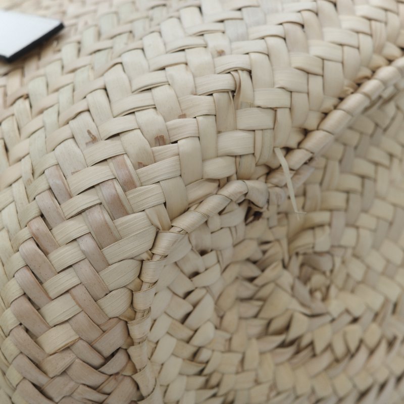 Loewe 羅威 Basket 原色棕櫚葉編織 白色小牛皮 編織托特包 手提籃-13