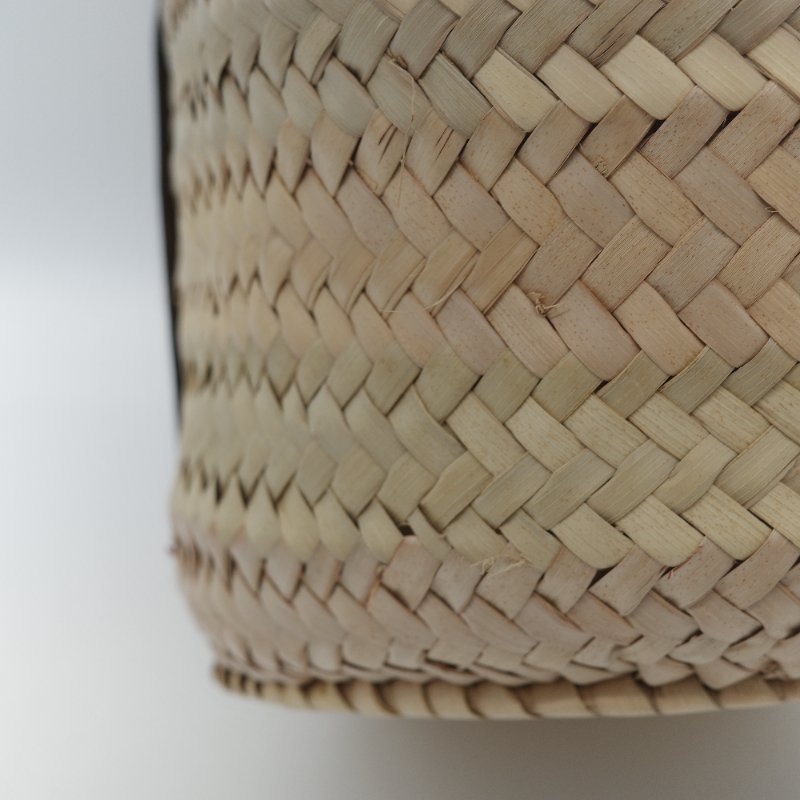 Loewe 羅威 Basket 原色棕櫚葉編織 白色小牛皮 編織托特包 手提籃-14