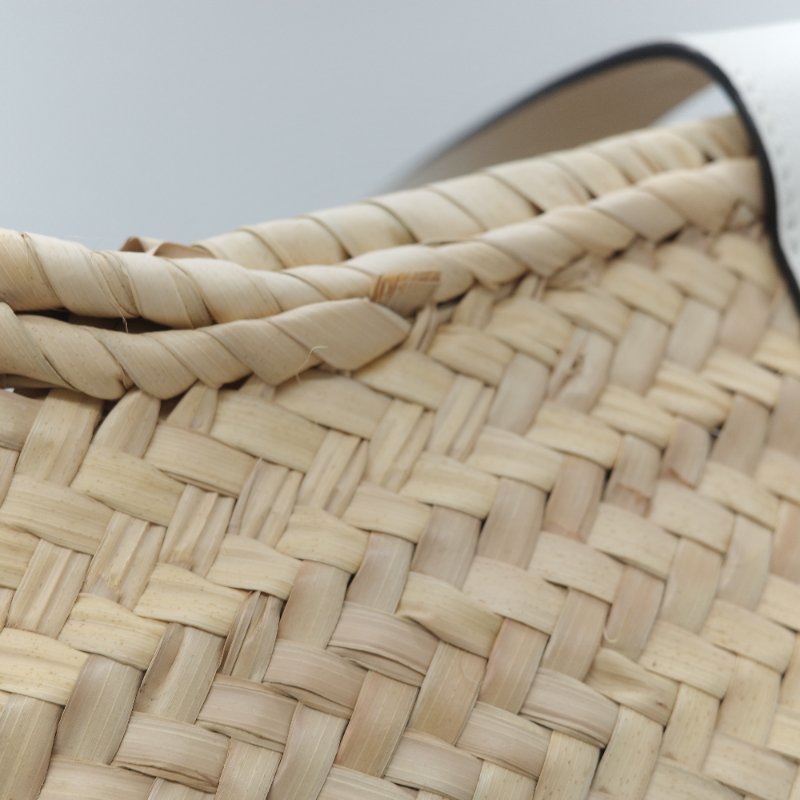 Loewe 羅威 Basket 原色棕櫚葉編織 白色小牛皮 編織托特包 手提籃-21