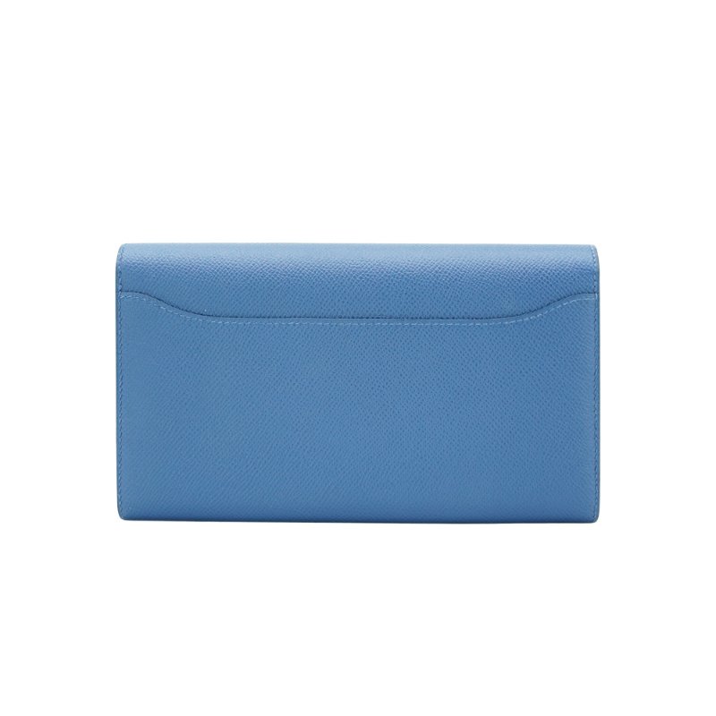 Hermes Constance Epsom牛皮銀釦長夾(7E明亮藍)-2