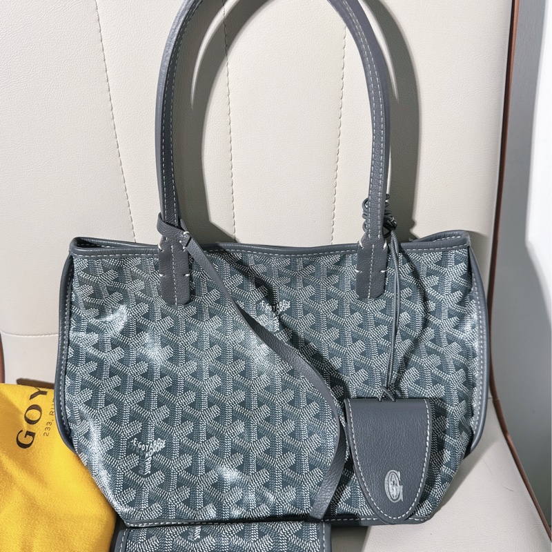 Goyard戈雅 灰色雙面 mini tote 購物袋手提包-0