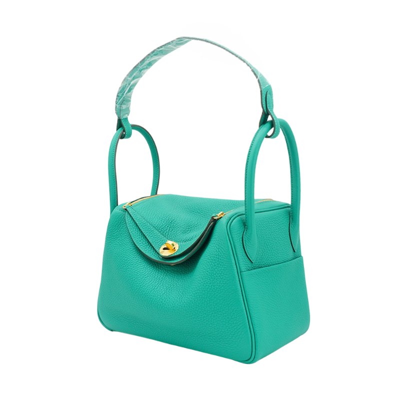 Hermes Lindy 26 TC牛皮金釦手提/肩背兩用包(Z6孔雀綠)-1