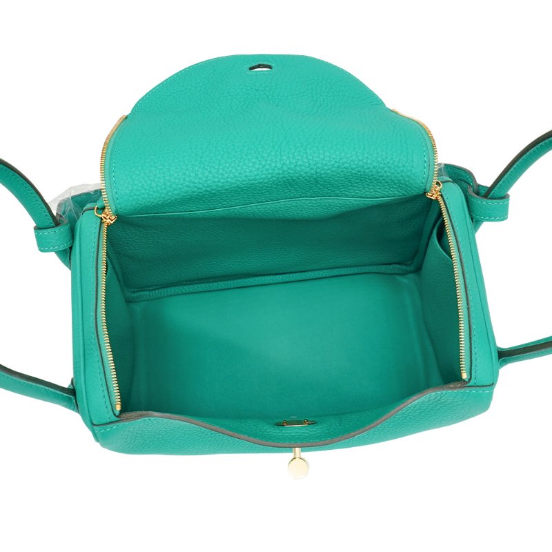 Hermes Lindy 26 TC牛皮金釦手提/肩背兩用包(Z6孔雀綠)-4