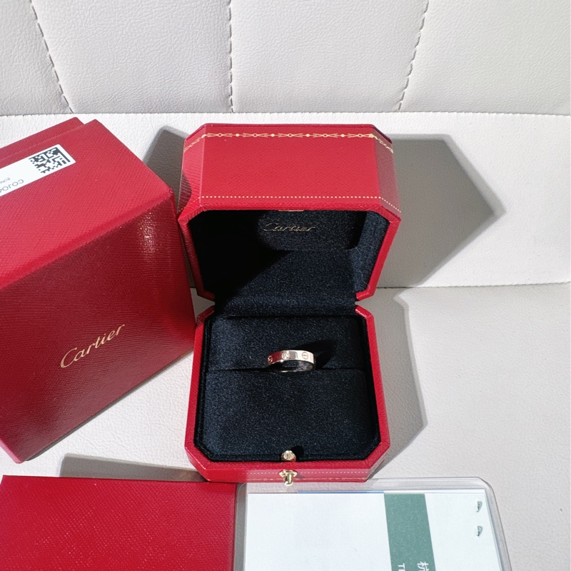 Cartier卡地亞 LOVE 系列 18k玫瑰金單鑽戒指，50號-1