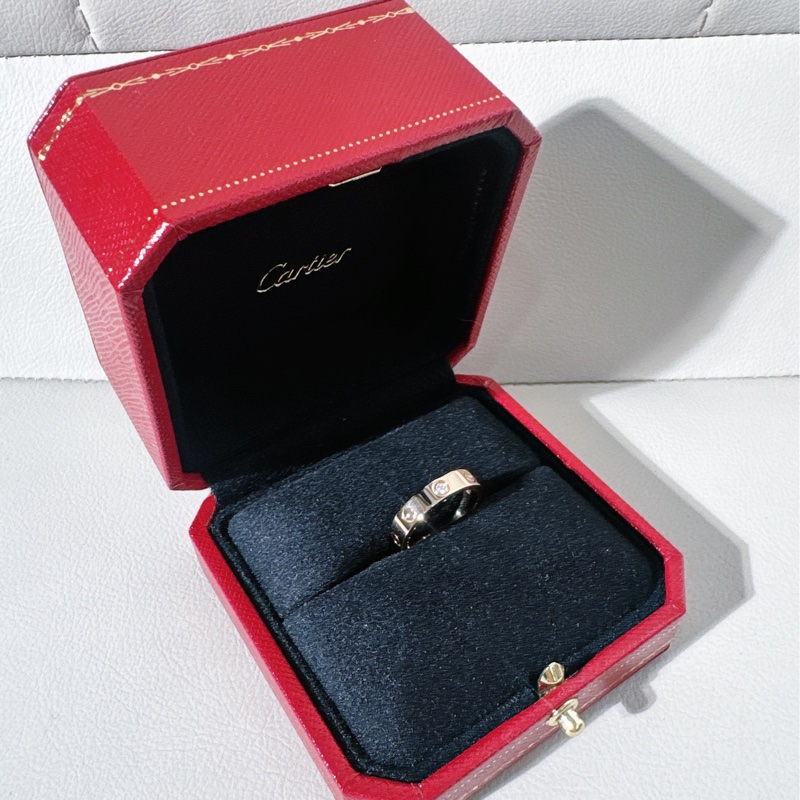 Cartier卡地亞 LOVE 系列 18k玫瑰金單鑽戒指，50號-2