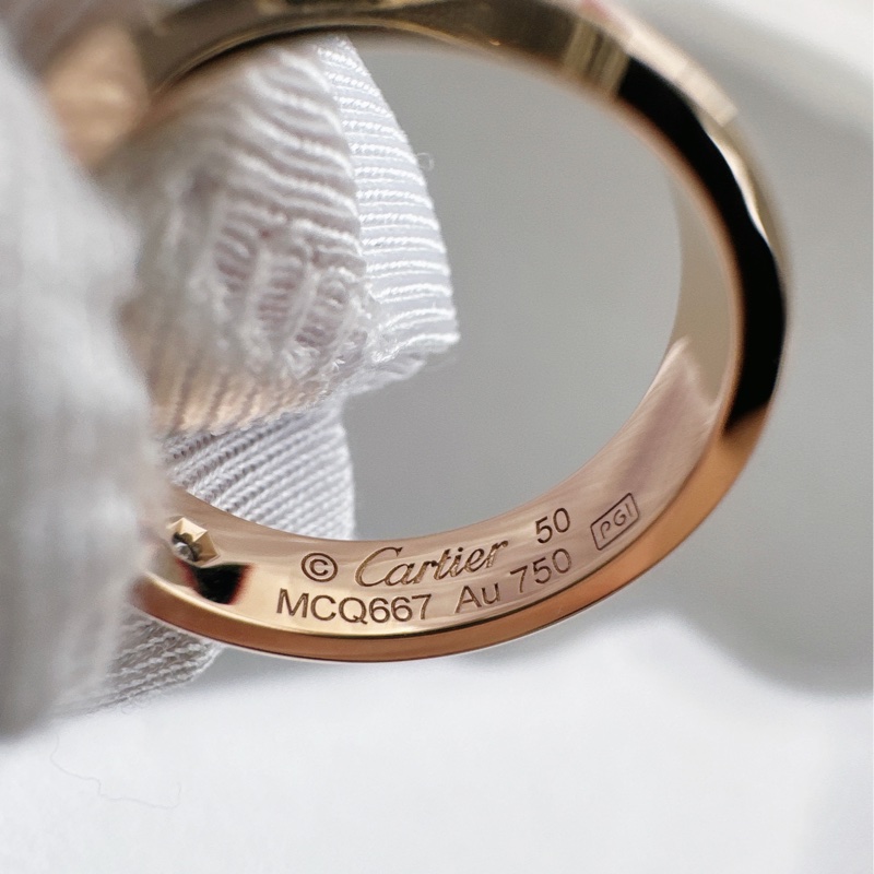 Cartier卡地亞 LOVE 系列 18k玫瑰金單鑽戒指，50號-6