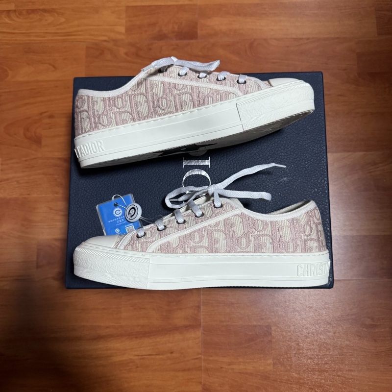 Dior迪奧厚底鞋Walk'n'Oblique 刺繡帆布鞋 粉色 37.5碼-1