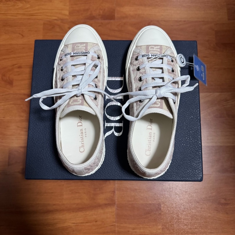 Dior迪奧厚底鞋Walk'n'Oblique 刺繡帆布鞋 粉色 37.5碼-3