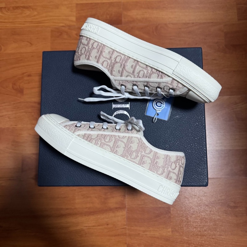Dior迪奧厚底鞋Walk'n'Oblique 刺繡帆布鞋 粉色 37.5碼-7