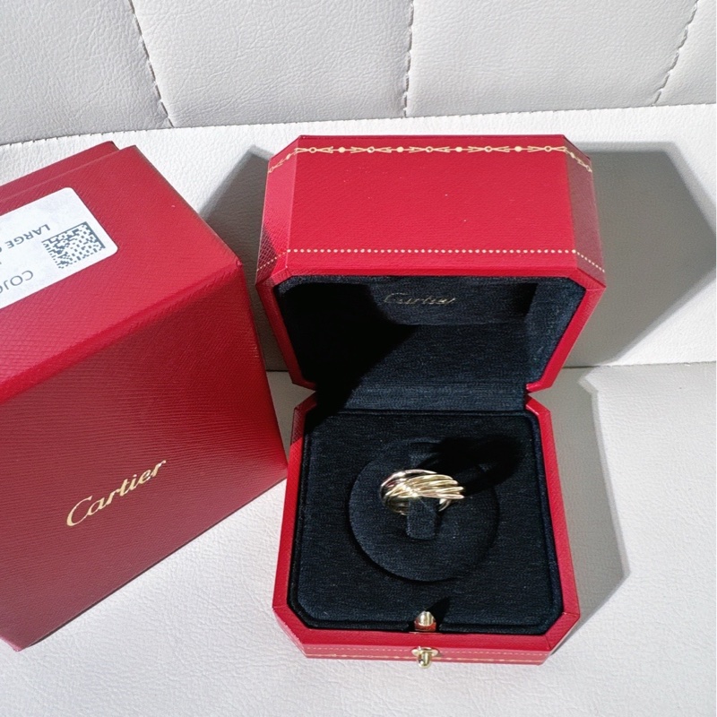 Cartier卡地亞 Trinity三色金七環戒指，48號-1