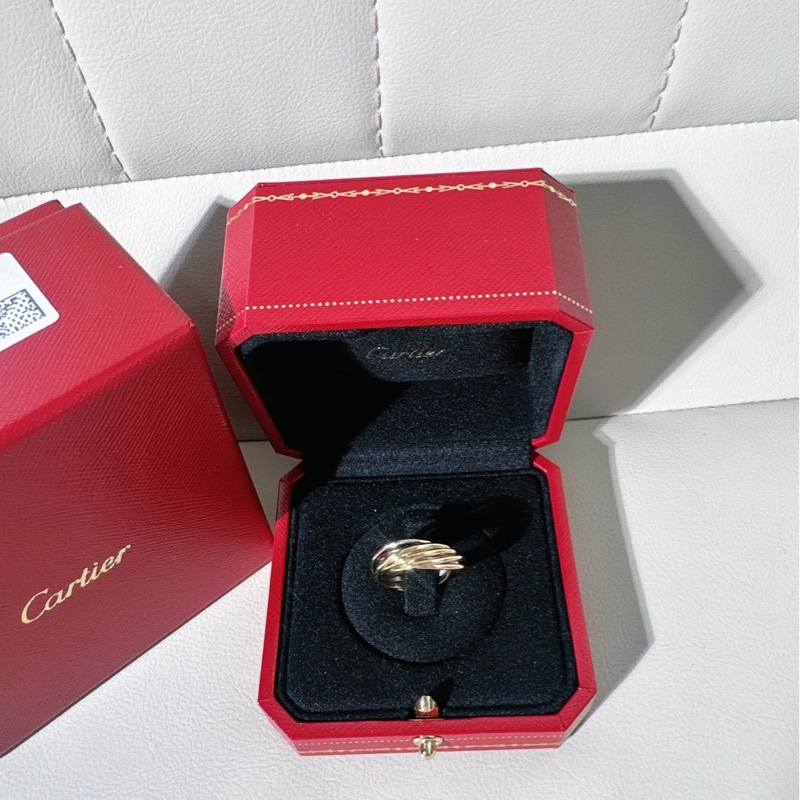Cartier卡地亞 Trinity三色金七環戒指，48號-2