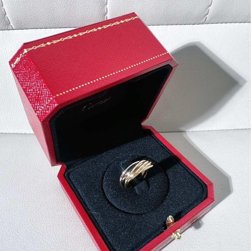 Cartier卡地亞 Trinity三色金七環戒指，48號-3