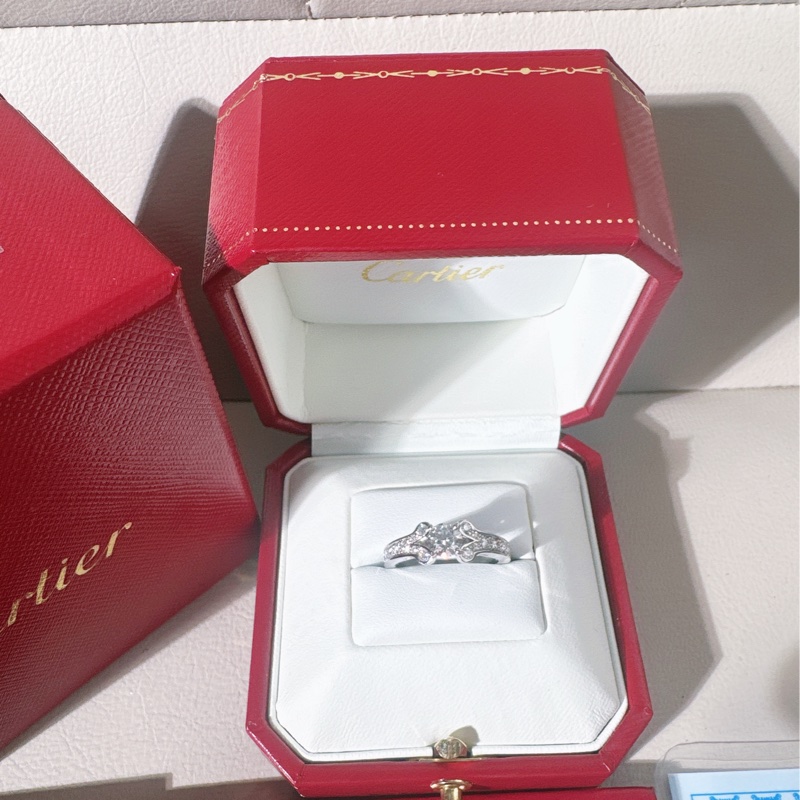 Cartier卡地亞 鉑金滿鑽芭蕾戒指，52號-1